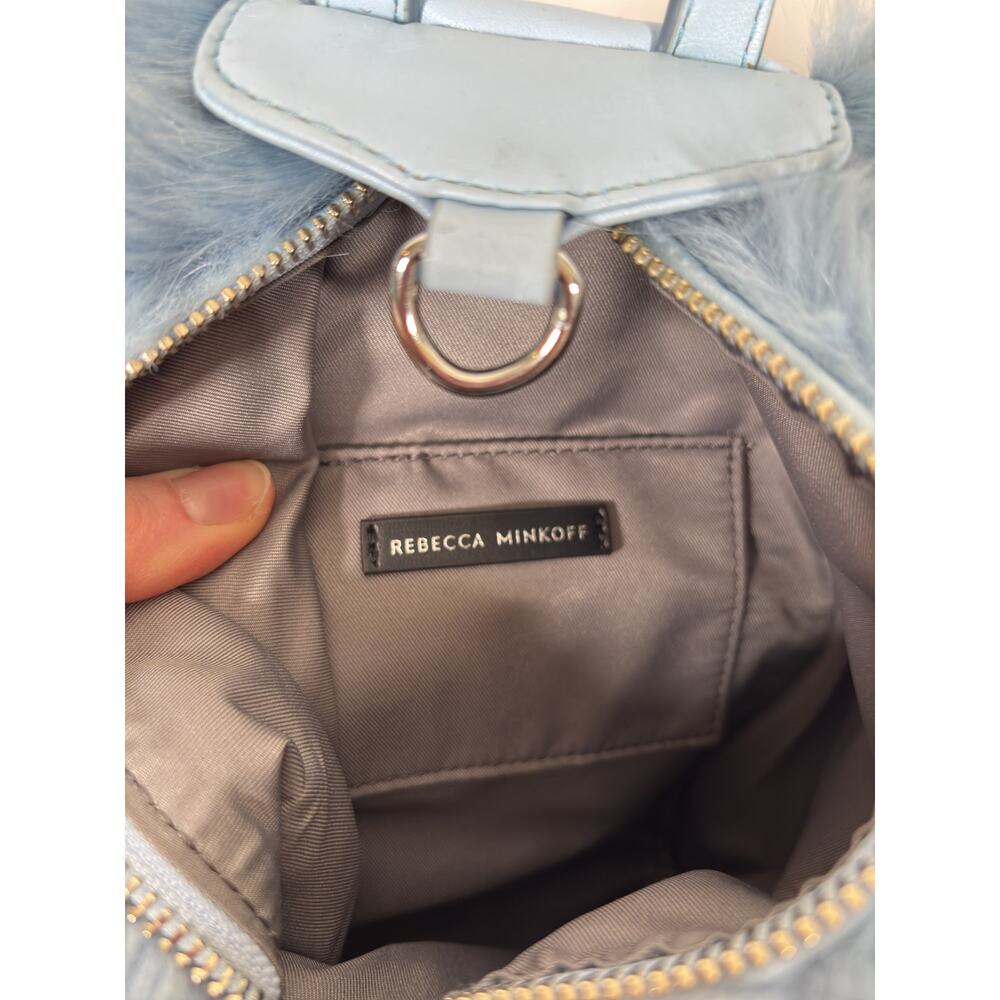 Rebecca Minkoff Backpack Womens Mini Light Blue Julian Convertible Faux Fur - Picture 7 of 11